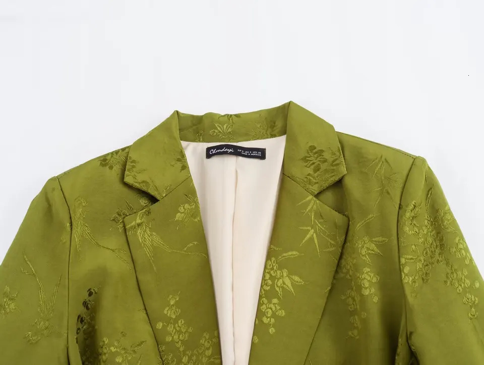 TRAFZA Fashion 2025 Spring Autumn Jacquard Blazer Suit Womens Bow-tie Belt Blazer SuitElastic Waist Pants Blazer Suit 250115