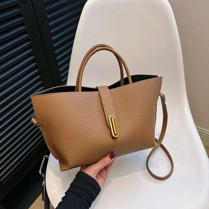 Pink French Soft Leather Handbags for Women Spring Summer Large Capacity Bucket Bags Fashion 2-Piece Composite Bag 250121