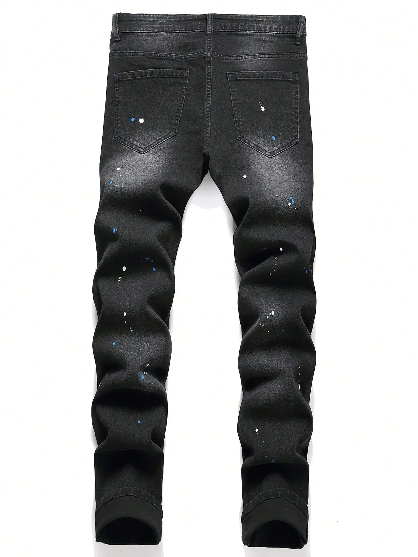 Men y2k Stretchy Skinny Denim Jeans For Men Casual Pants Ripped Patchwork Hole Slim Fit Denim Hip Hop Black Straight Trousers 250118