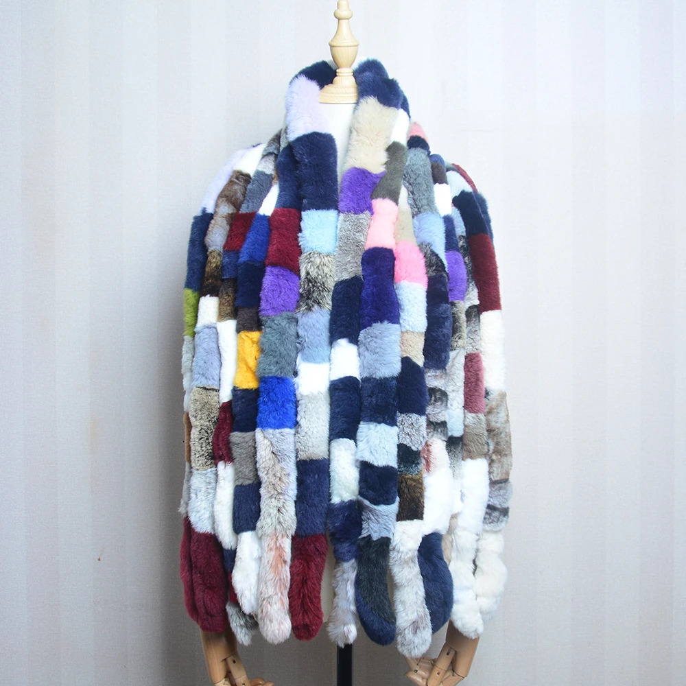 Women Long Style Real Rex Rabbit Fur Scarf Rex Rabbit Fur Warm Soft Warp Quality Fashion Rex Rabbit Fur Tassel Shawl Scarves 250120