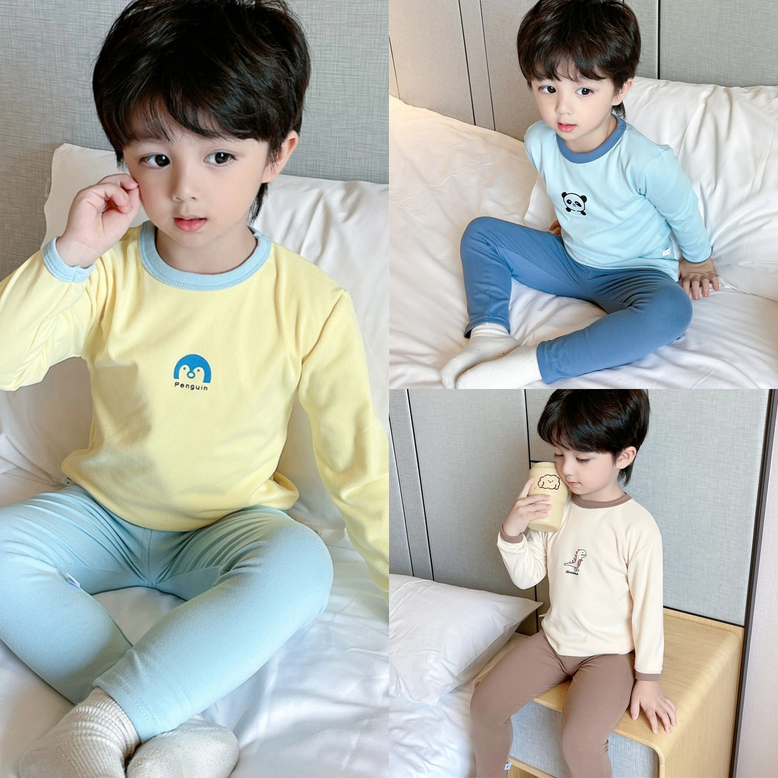 Childrens 2-Piece Homewear Baby Long-Sleeved Trousers Set Boys Spring And Autumn Homewear Boys Toddler Underwear Pajamas 250121