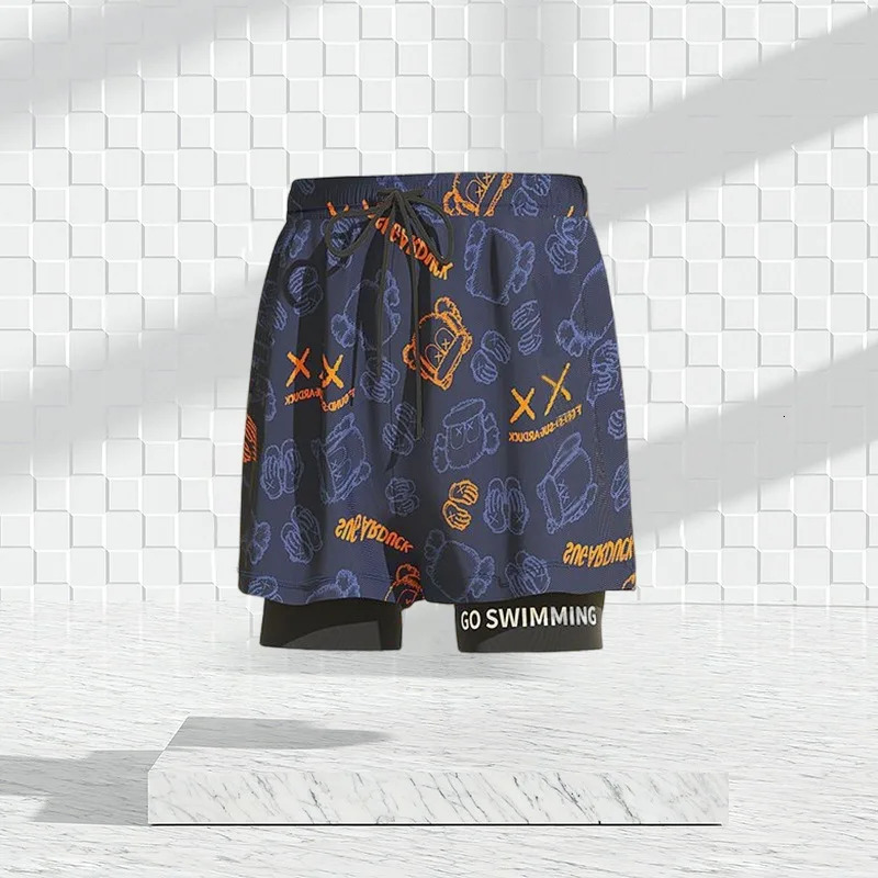 EUXS-2XL Men Teens Swim Trunks Anti Embarrassment Loose Quick Dry Swimming Shorts Seaside Beach Swimsuit Spring Swimwear Set 250117