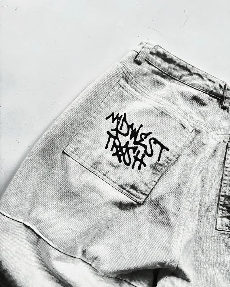 European and American vintage washed ripped jeans Men Y2k pants Street punk Harajuku couple casual oversized wide-leg pants 250118