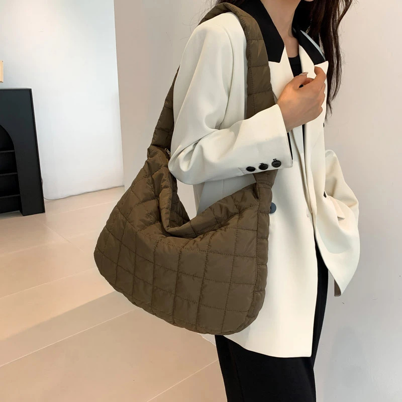 Women Winter Handbag Purses Space Pad Cotton Crossbody Bag Female Pure Color Cotton Padded Quilted Large Ladies Crossbody Bags 250113