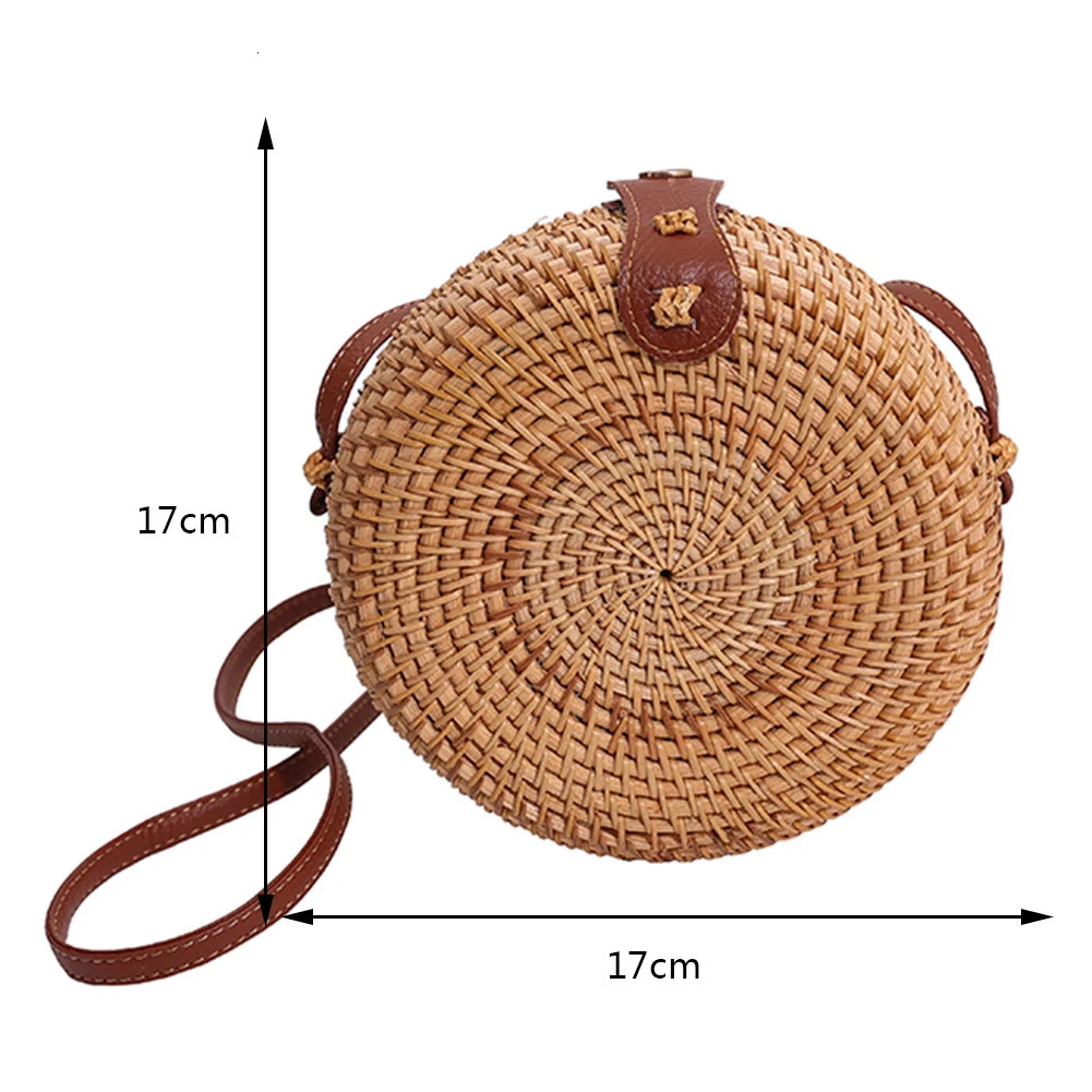 Handmade Crossbody Bag Adjustable Strap Rattan Women Handbags Large-capacity Portable Durable Storage for Ladies Shopping Trip 250120