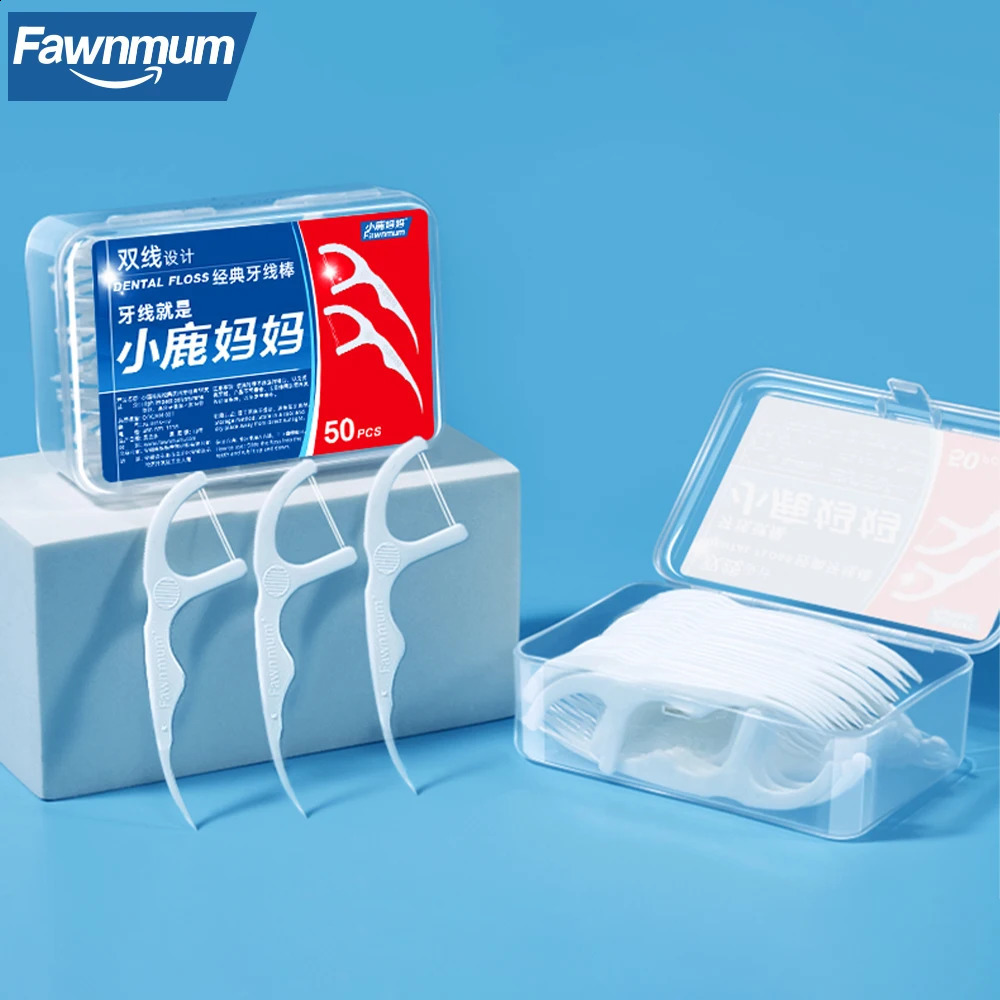 Fawnmum 50100pcs Double Line Dental Floss Toothpicks Fresh Breath Flosser Disposable Stick For Oral Care 250108
