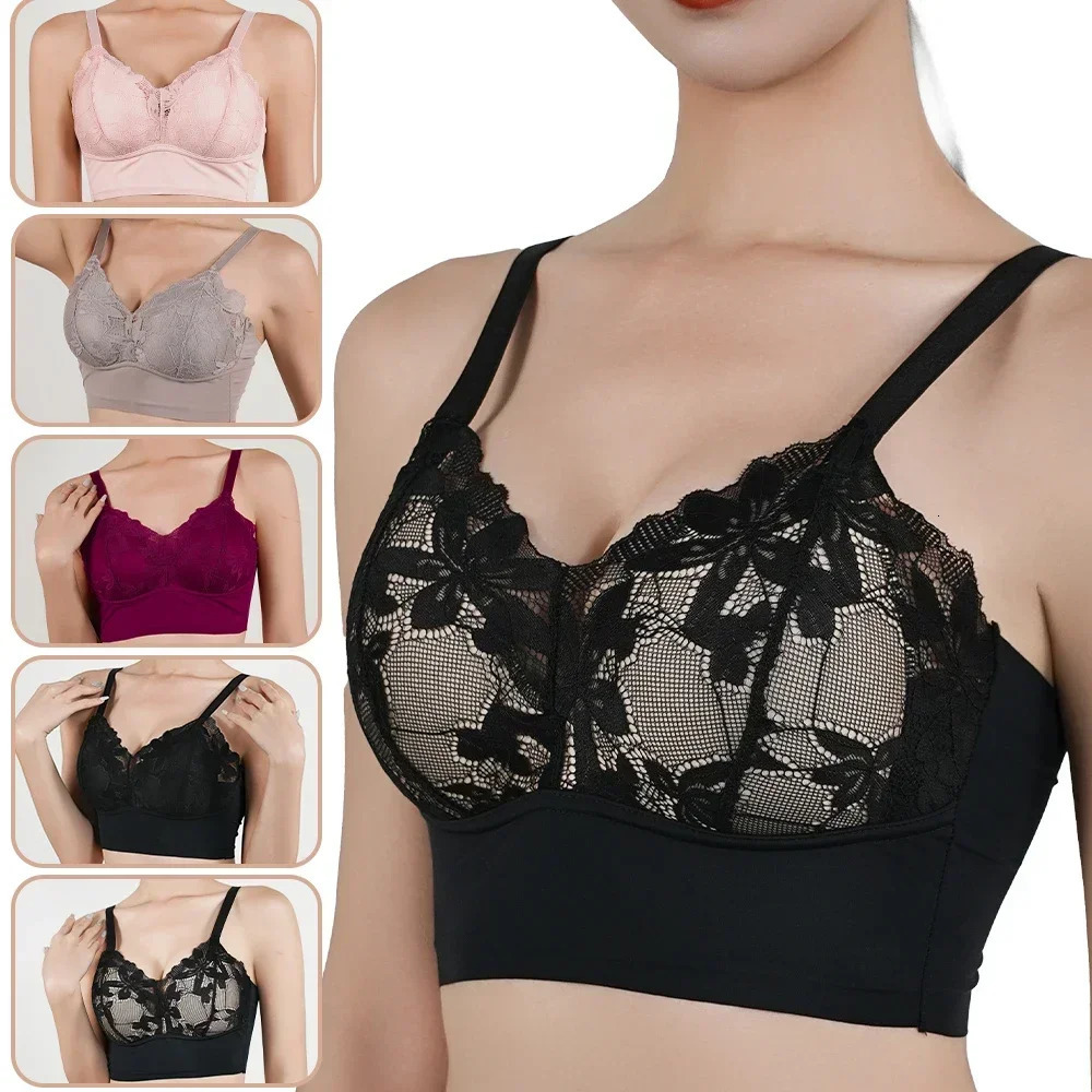 Sexy lace bra with seamless Bralette thin Plus size double strap womens wireless 250122