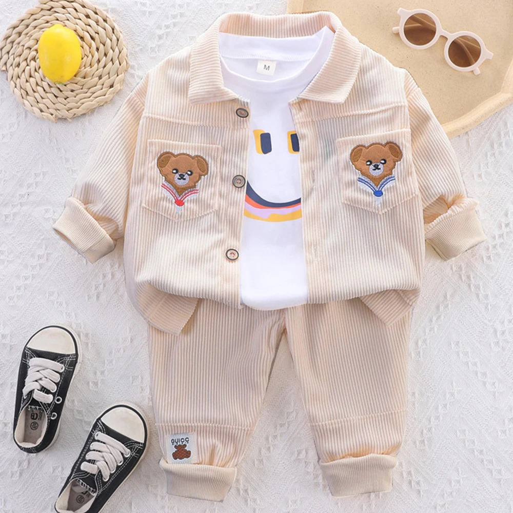 Cute Bear Spring Autumn Long Sleeve Kids Clothes Pants Suits Toddler Children Sportswear Casual Kids Outfits For 1 to 5 Years 250113