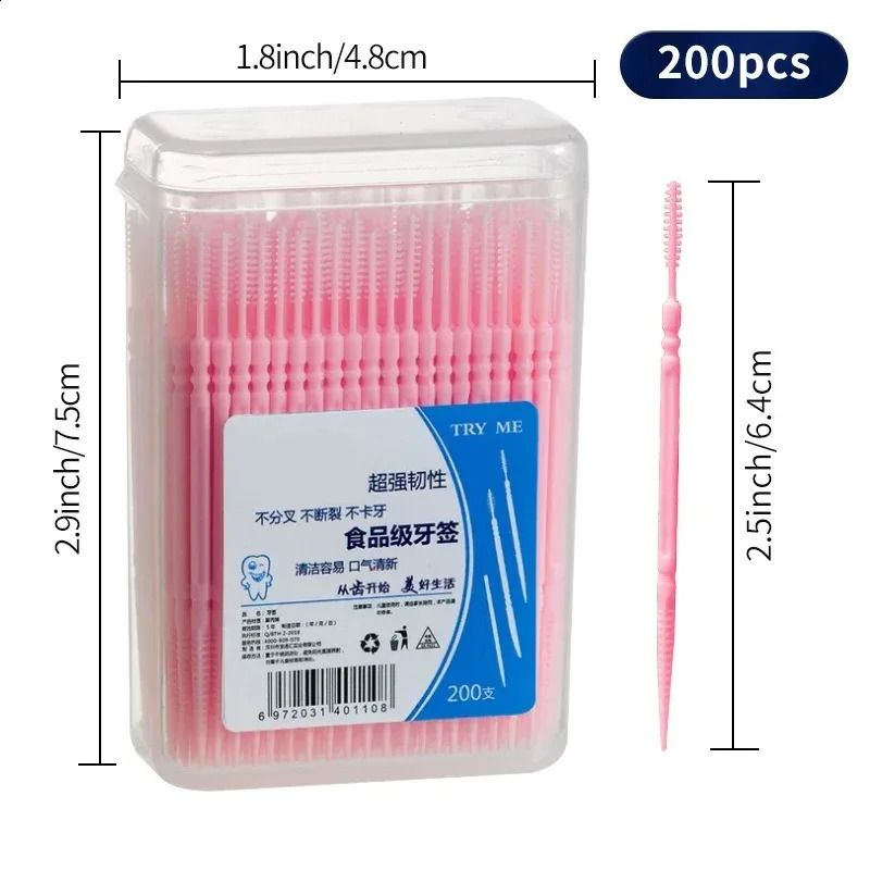 Toothpick Brush 100200PCs Boxed Plastic Disposable Household Interdental Teeth Picking Dental Floss 250108