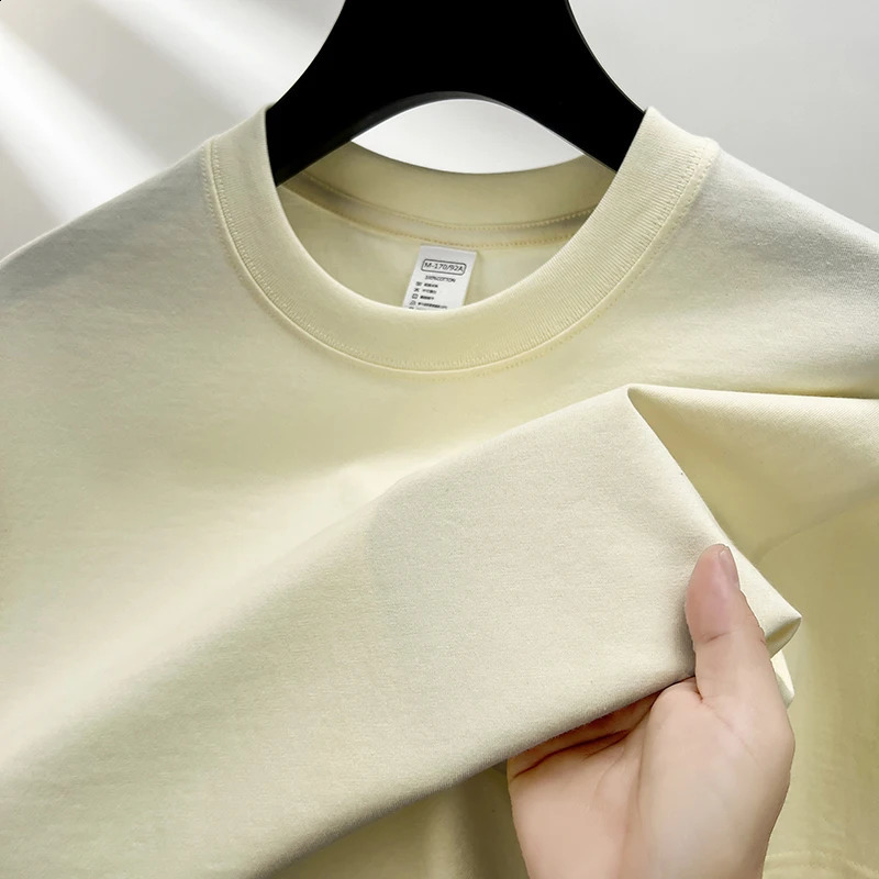 High quality 100% cotton short sleeve mens T-shirt summer round neck loose casual solid color plus size breathable top women 250517