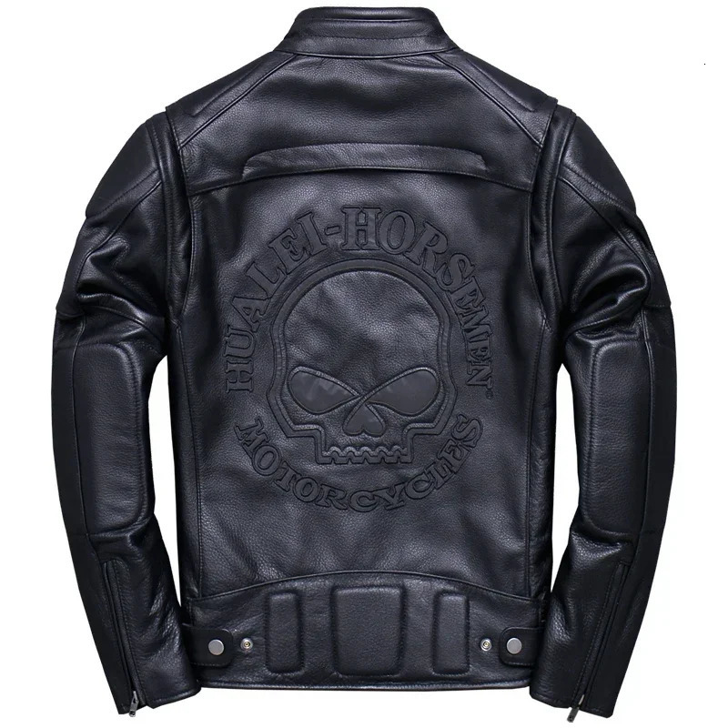 2025 100% Leather Jacket Mens Top Cowhide Coat Mens Motorcycle Jacket Slim-Fit Stand-Up Jacket Trend 250120