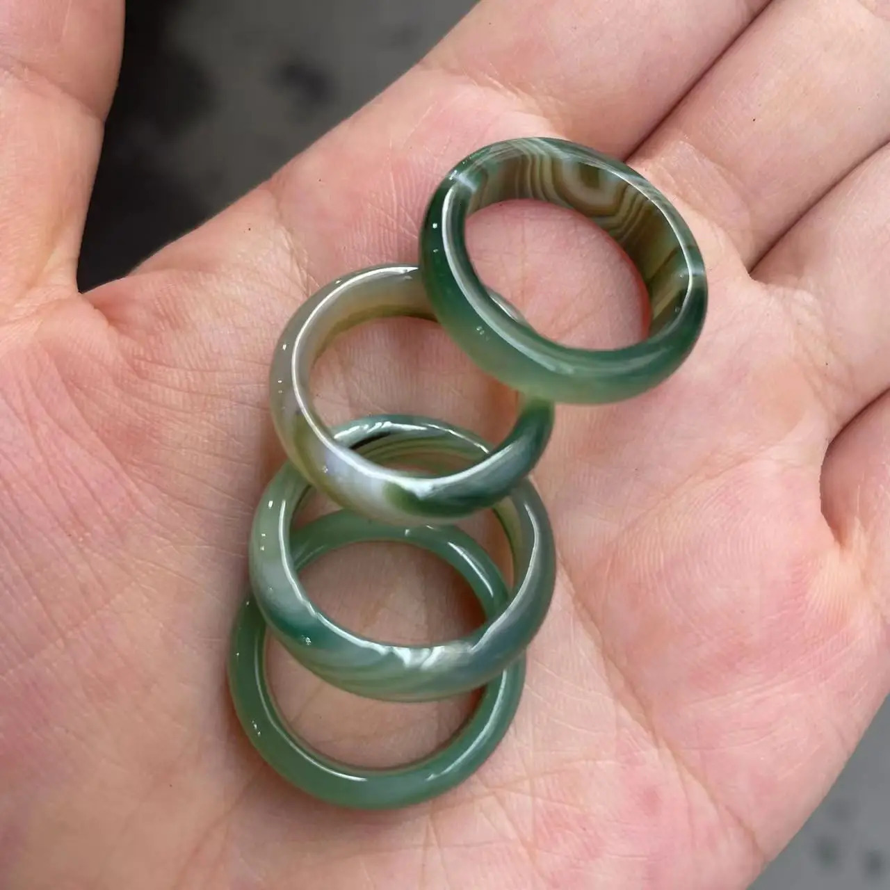 Natural 100% real green jade ring handmade sculpture spanner simple jade ring men party wedding jewelry rings for man gift 250118