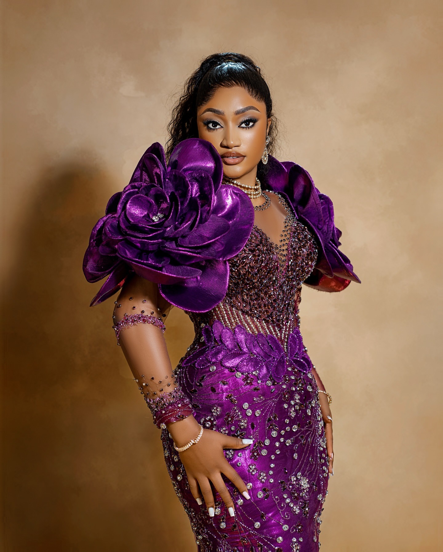 Aso Ebi Purple Mermaid Prom Dresses 2025 Beaded Crystals wers Lace Evening Formal Party Second Birthday Engagement Gowns Plus Size Dress For Special O