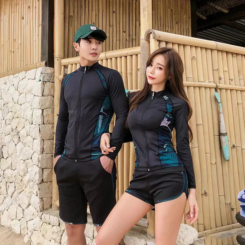 Rash Guard Women Swimsuit Lovers Wetsuit Diving Suit Long Sleeve Swimwear Men Surf Sunscreen Beach Bathing Suit Monokini 250117