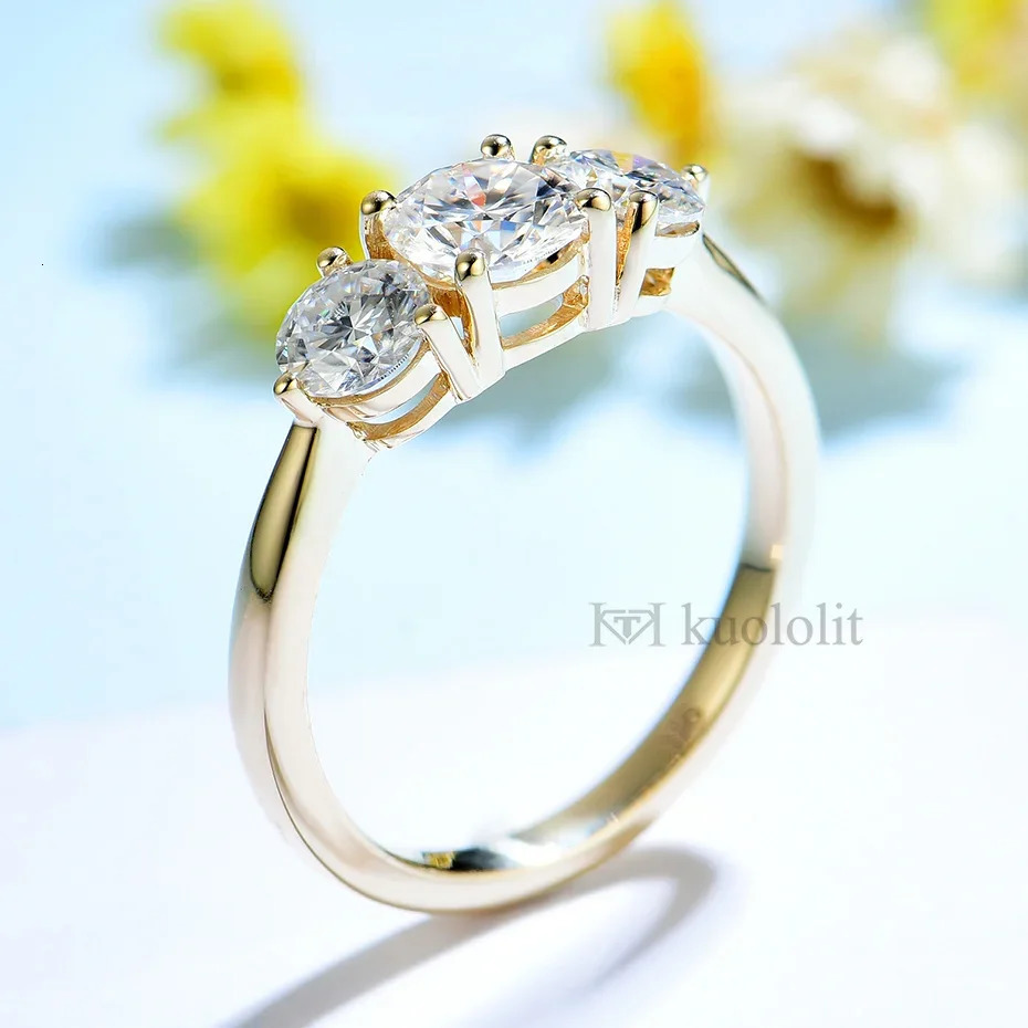 Kuololit 585 14K 10K Yellow Gold Ring for Women D VVS Solitaire Engagement Ring for Jewelry for Anniversary 250121