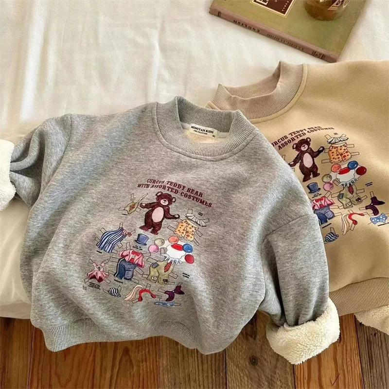 Boys Girls Padded Fashion Sets Children Autumn Winter Cartoon Suits Kids Casual SweatshirtPants 2Pcs Outfits Trend Clothing 250113