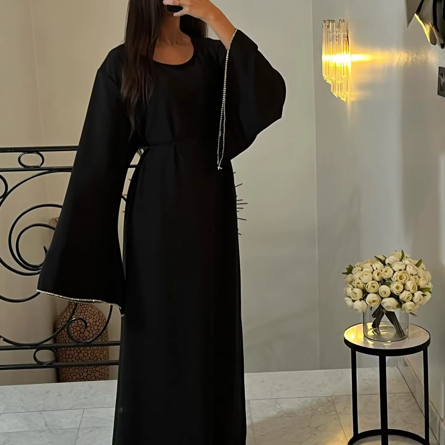 Plain Abaya Dress Muslim Women Modest Robe Islamic Clothing Dubai Turkey Hijab Outfits Casual Ramadan Eid Kaftan (No Scarf)