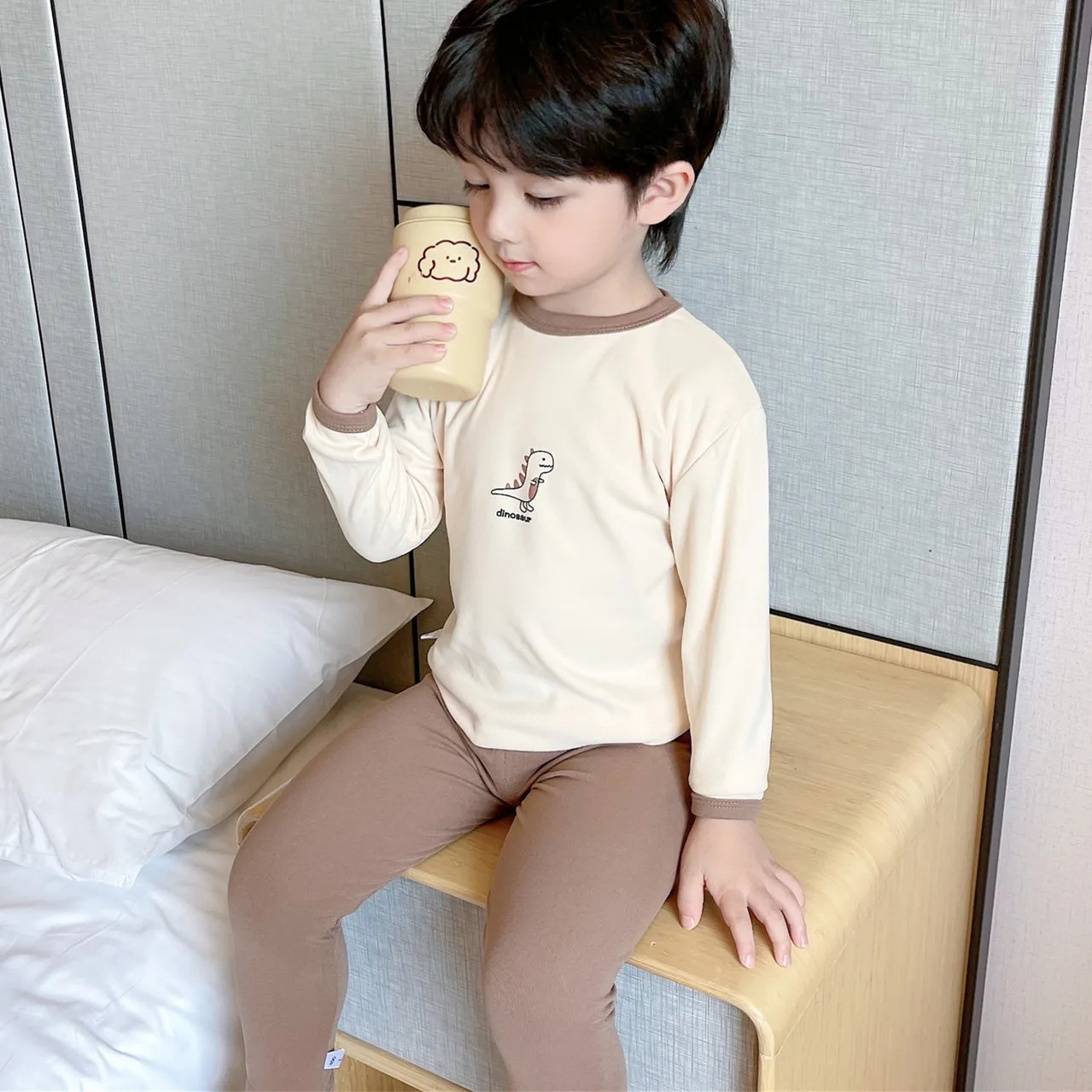 Childrens 2-Piece Homewear Baby Long-Sleeved Trousers Set Boys Spring And Autumn Homewear Boys Toddler Underwear Pajamas 250121
