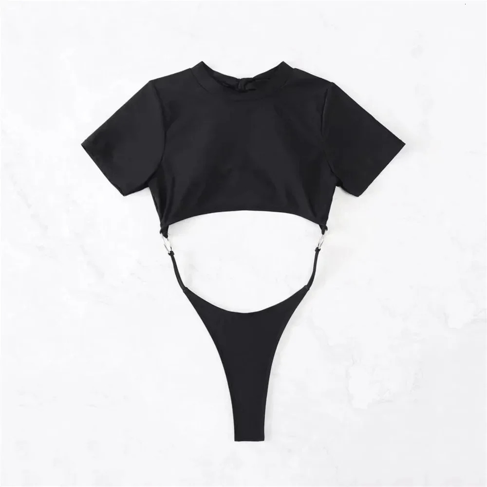 Sexy Micro Thong Swimwear Women One Piece Swimsuits 2025 Cut Out Monokini Backless Bathing Suit Blue Bikini Bathers Beach Wear 250113