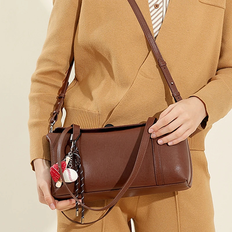 Burminsa Cow Genuine Leather Underarm Shoulder Bags For Women 2025 Crossbody Purses Pillow Tote Ladies Handbags 250113