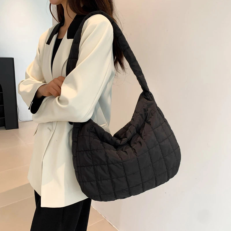 Women Winter Handbag Purses Space Pad Cotton Crossbody Bag Female Pure Color Cotton Padded Quilted Large Ladies Crossbody Bags 250113