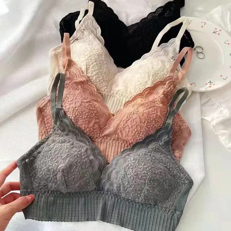 Sexy French Style Bras Lace Push Up Triangle Cup Underwear Lingerie Cozy Wireless Intimates AntiSagging Gorge 250122