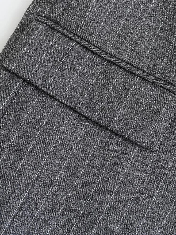 Willshela Women Fashion With Pockets Striped Single Breasted Blazer Vintage Notched Neck Long Sleeves Female Chic Lady Outfits 250122