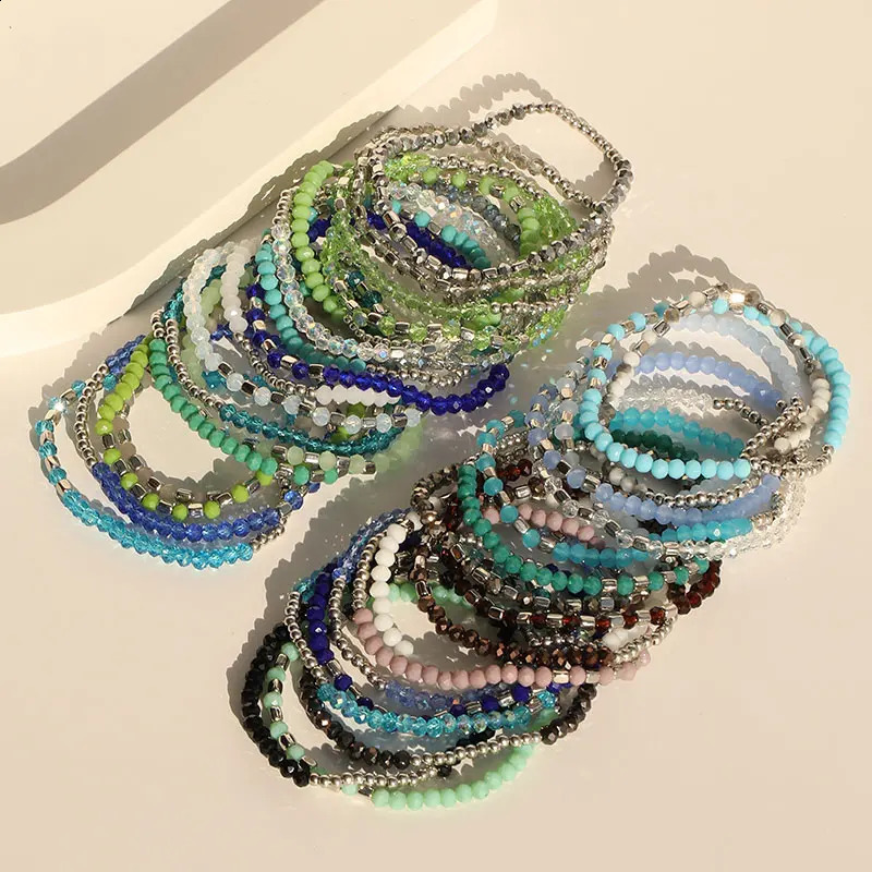 36 piece handmade elastic bead bracelet Bohemian stackable bead elastic bracelet colorful Bohemian beach ankle bracelet set 250110