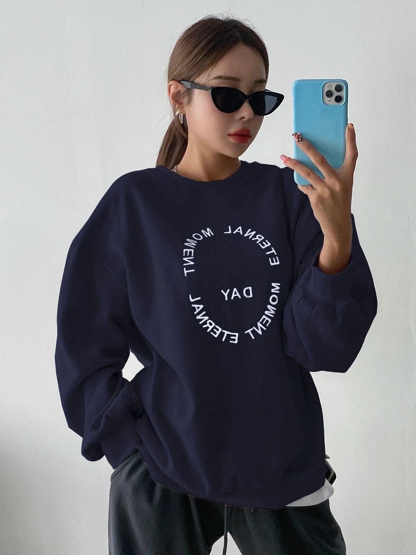 Funny Letter Printing Women Hoodies Harajuku Crewneck Hoodie Fashion Casual Oversize Hoody Autumn Comfortable Tracksuit Female 250109