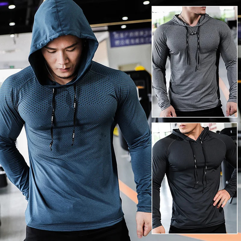 Mens Fitness Tracksuit Running Sport Hoodie Gym Joggers Hooded Workout Athletic Clothing Muscle Training Sweatshirt Tops 250122