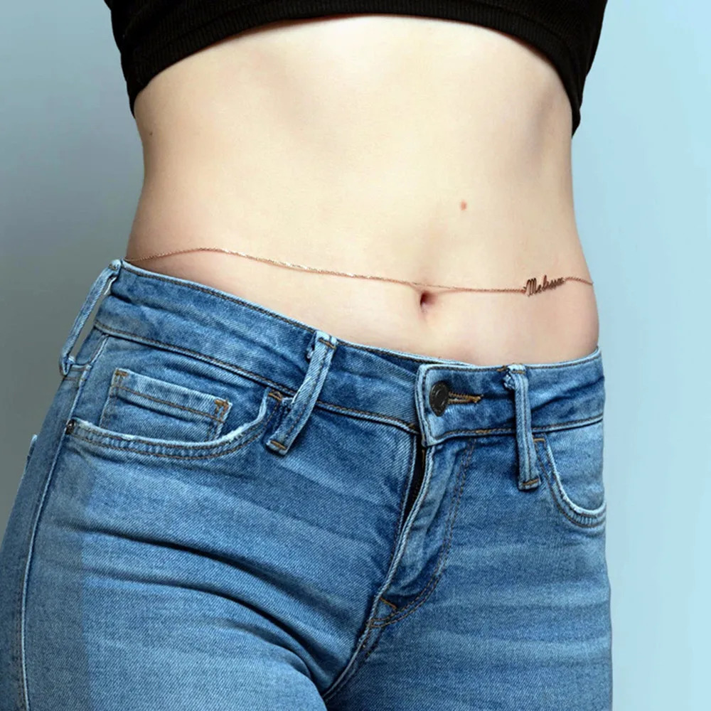 Custom Sexy Body Chain Personalized Name Belly Chain Stainless Steel Waist Chain For Women Summer Beach Jewelry Gold Plated 250117