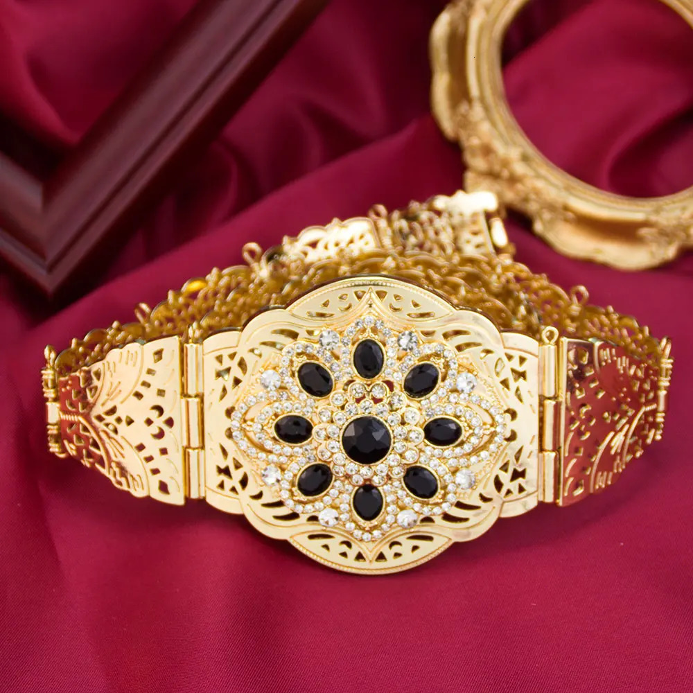 Sunspicems Algeria Women Belt Jewelry Metal Crystal Waist Chain Adjustable Length Arabian Caftan Belt Ethnic Morocco Bijoux 250121