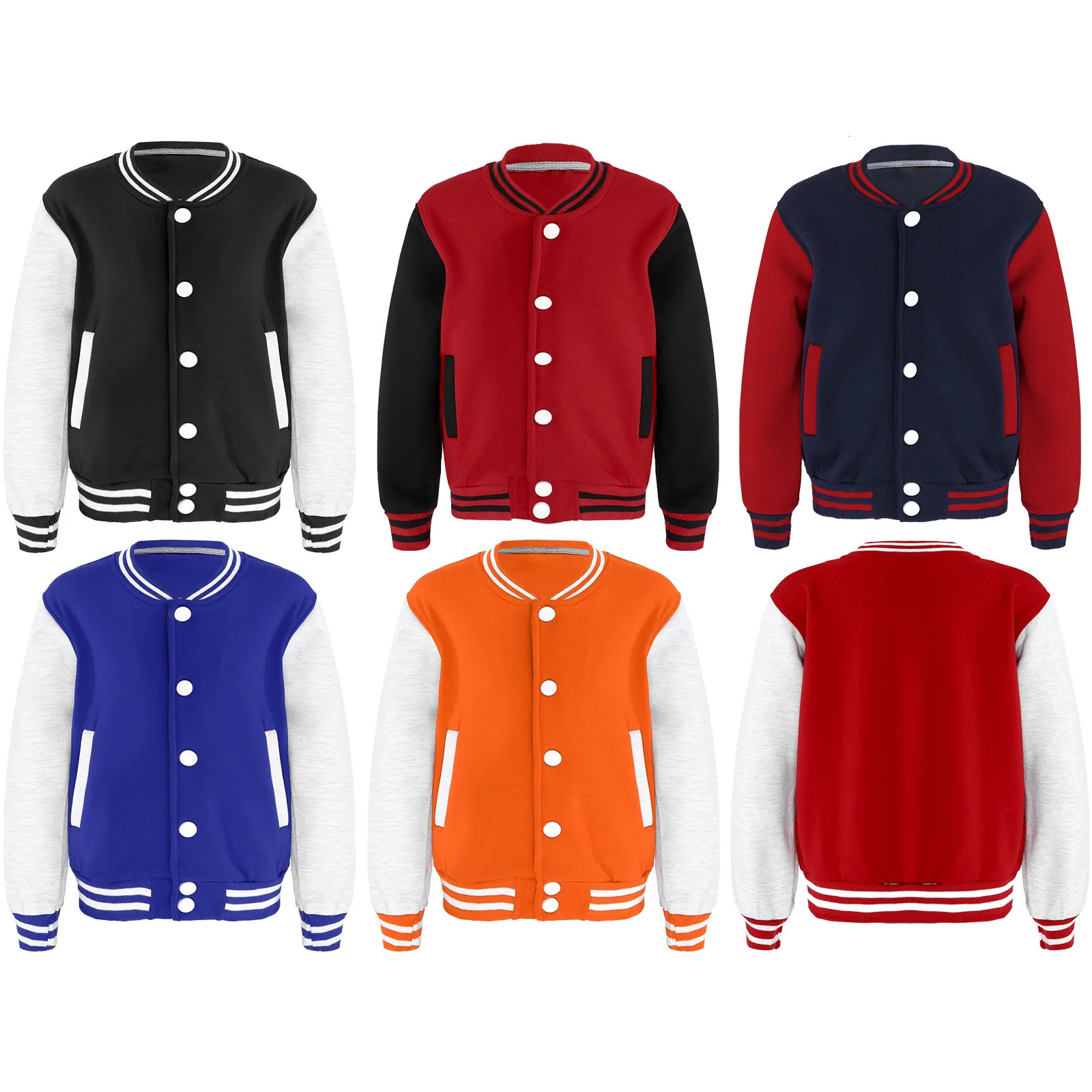 Kids Girls Boys Baseball Plain Jacket Childrens Clothing Spring Autumn Varsity Uniforms Coat Long Sleeve Patchwork Outerwear 250113