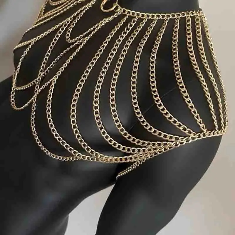 Men Metal Body Chain Shoulder Necklace Jewelry Tassel Nightclubs Accessory Fashion Personality Party Nightclubs Beach Carnival 250121