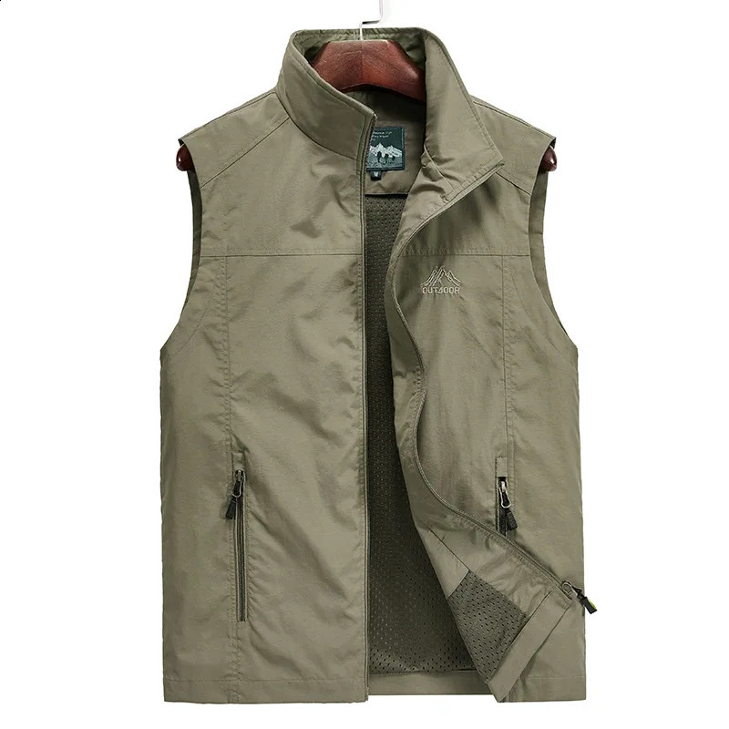 Mens Vest with Extra Fat and Oversized Camisole Quick Drying Clothes with Multiple Pockets Work Clothes and Horse Jacket 250108