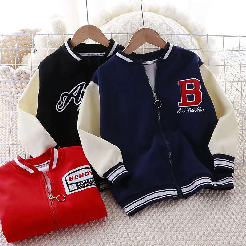 2-10Years Kids Boys Baseball Uniform Jackets Girls Coat Children Spring Autumn Casual Loose Long Sleeve Zipper Jackets Outerwear 250113
