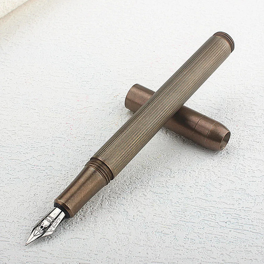 Bronze antique color Metal Fountain Pen EF F Nib Writing Ink Pen with Converter School Office Supplies Stationery 250115