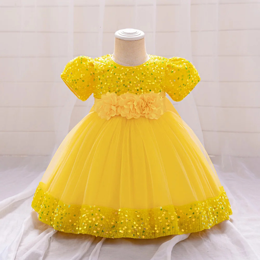 Toddler Baby Sequin Party Dresses Baptism Wedding 1 Year Birthday Bow Princess Dress For Baby Girls Lace Bridemaid Gown Vestidos 250120