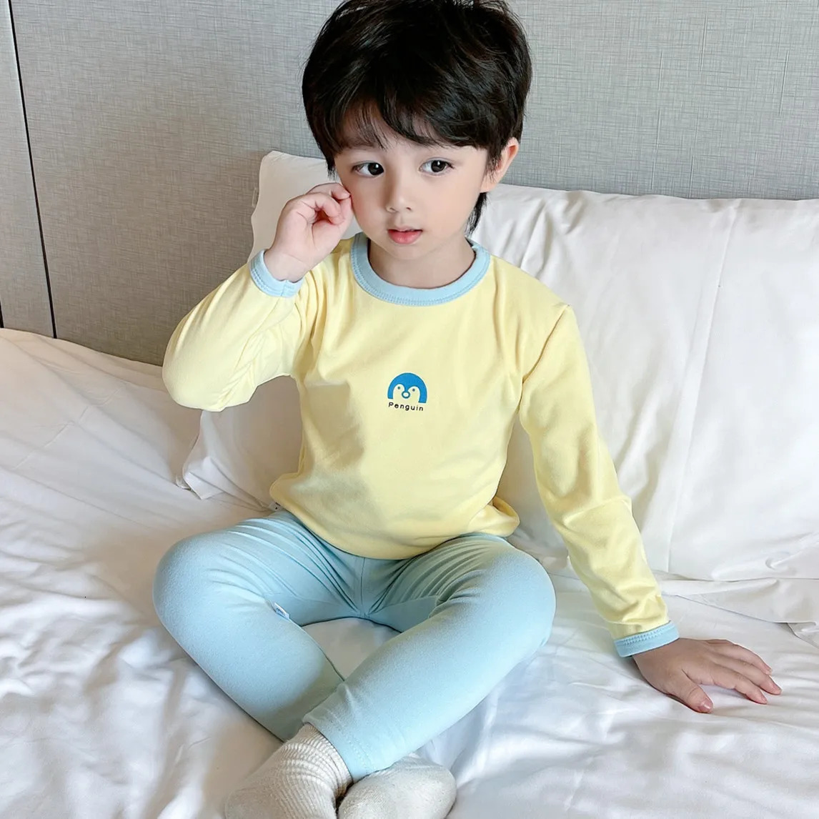 Childrens 2-Piece Homewear Baby Long-Sleeved Trousers Set Boys Spring And Autumn Homewear Boys Toddler Underwear Pajamas 250121