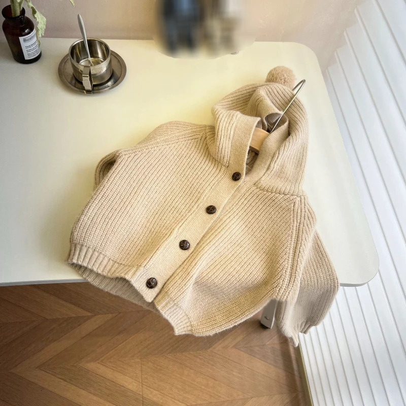 Spring Baby Girls Boys Sweater Autumn Fashion Knitted Hooded Cardigan Versatile Jacket Coat Kids Infant Cardigans Clothes 250120