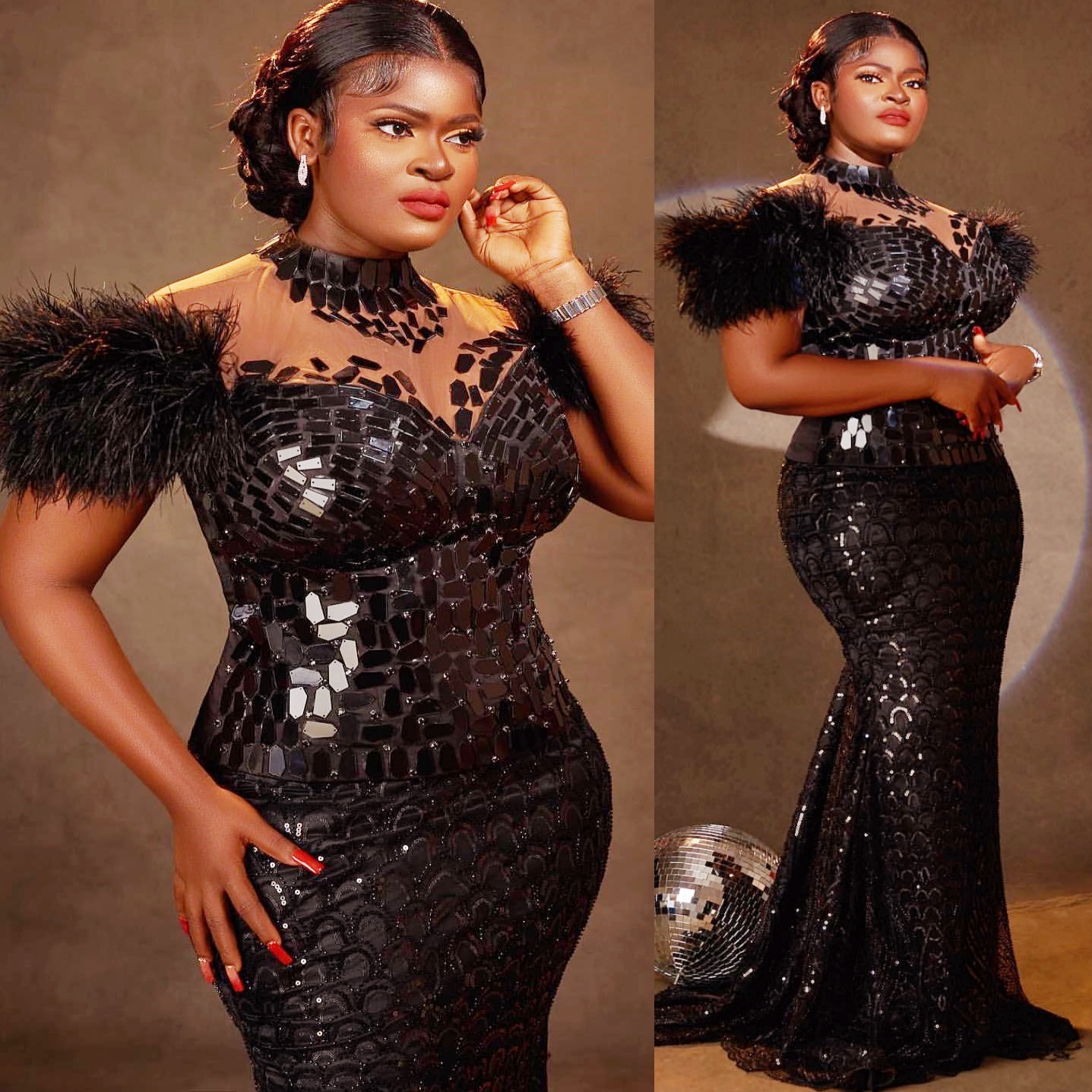 Aso Ebi Black Mermaid Prom Dresses 2025 Crystals Feather Sequined Evening Formal Party Second Birthday Engagement Gowns Plus Size Dress For Special Oc