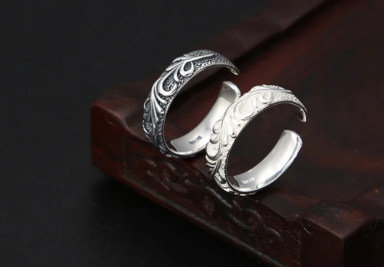 Wholesale S925 pure silver ring plain silver ring small and fresh Korean version womens simple floral vine thin ring ring 250117