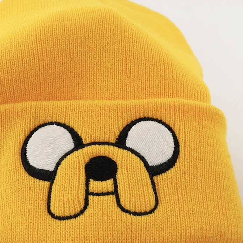 Beanie/Skull Caps 1Pcs Cute Puppy Pattern Embroidered Knitted Hat Yellow Ear Protection Hat Versatile Warm Hat For Autumn and Winter H241230