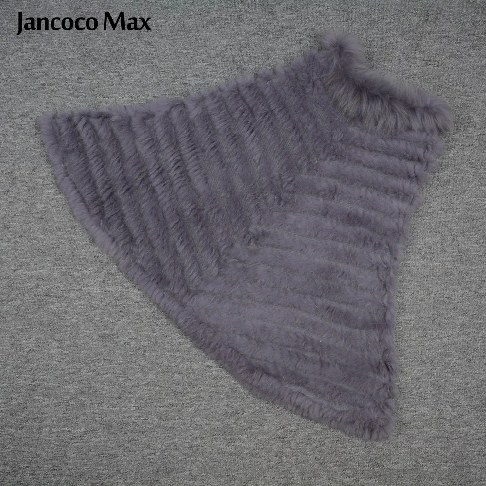 Jancoco Max Real Rabbit Knitted Fur Poncho Winter Fashion Style Capes Female Party Shawl S7112 250120