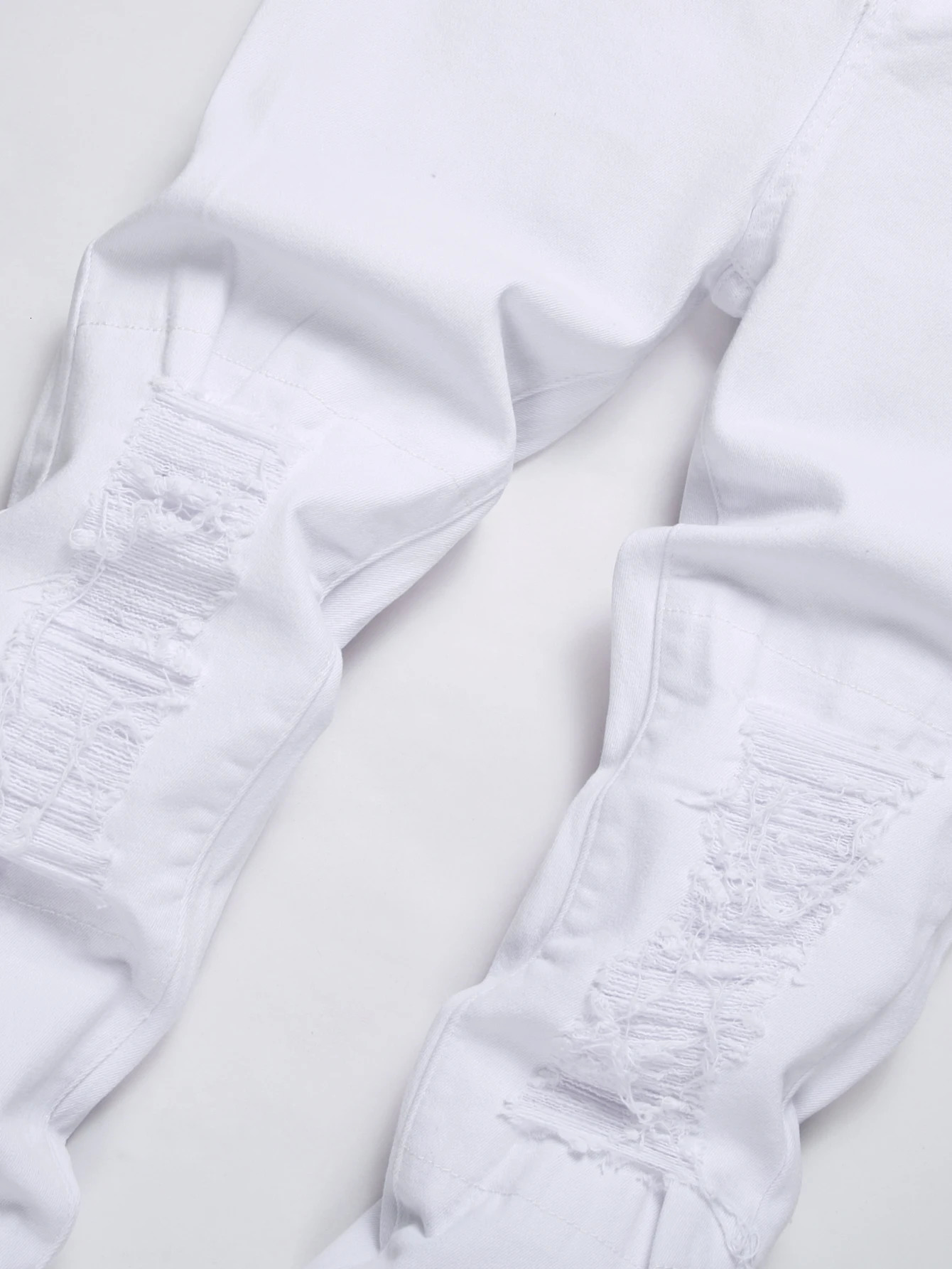 Mens jeans casual straight leg stretch fashionable classic white denim long trousers in a minimalist trendy ripped style 250121