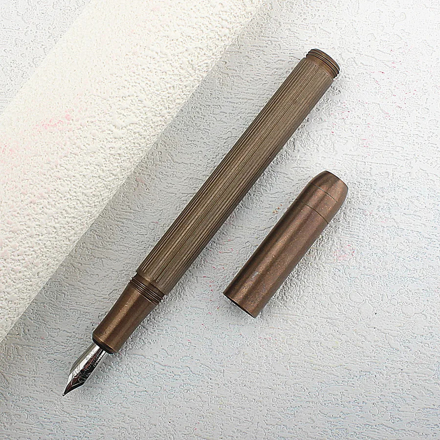 Bronze antique color Metal Fountain Pen EF F Nib Writing Ink Pen with Converter School Office Supplies Stationery 250115