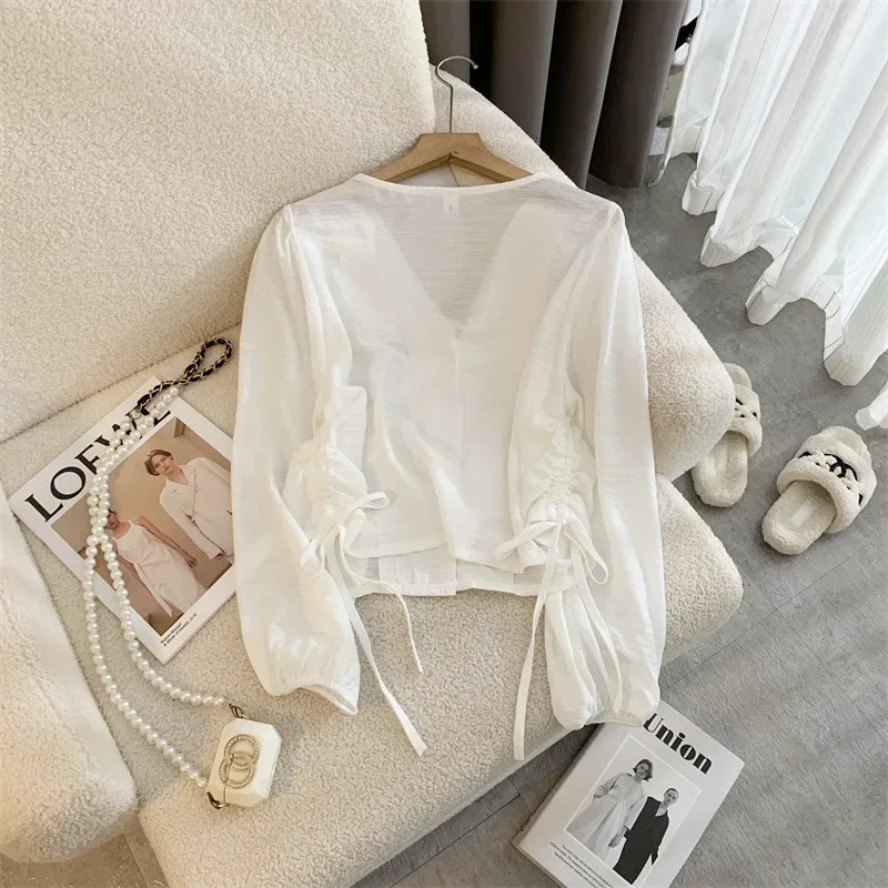 Spring Style Sweet n Sensibility Shirt Womens Long Sleeve Korean Version Versatile Stylish Small White Surface C 250122