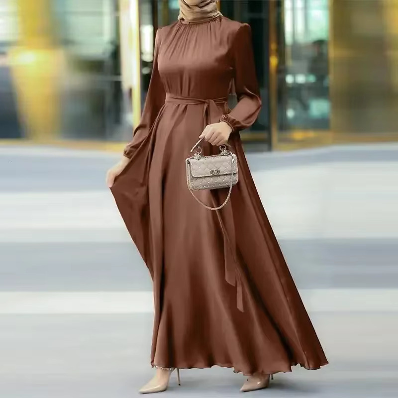 Maxi Dresses Arabian Simple Loose Solid Elegant Dubai Turkey Islamic Temperament Muslim Plain Abayas For Women