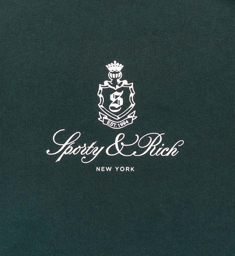 Winter North American niche Sporty Rich letter small crown print short fleece womens hoodie 250122