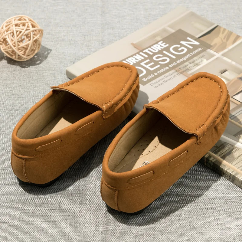 Spring Summer Kids Shoes Boy Girl Casual Breathable Brown Rubber Sole Childrens Boys Girls Flat Leather Moccasins 250115